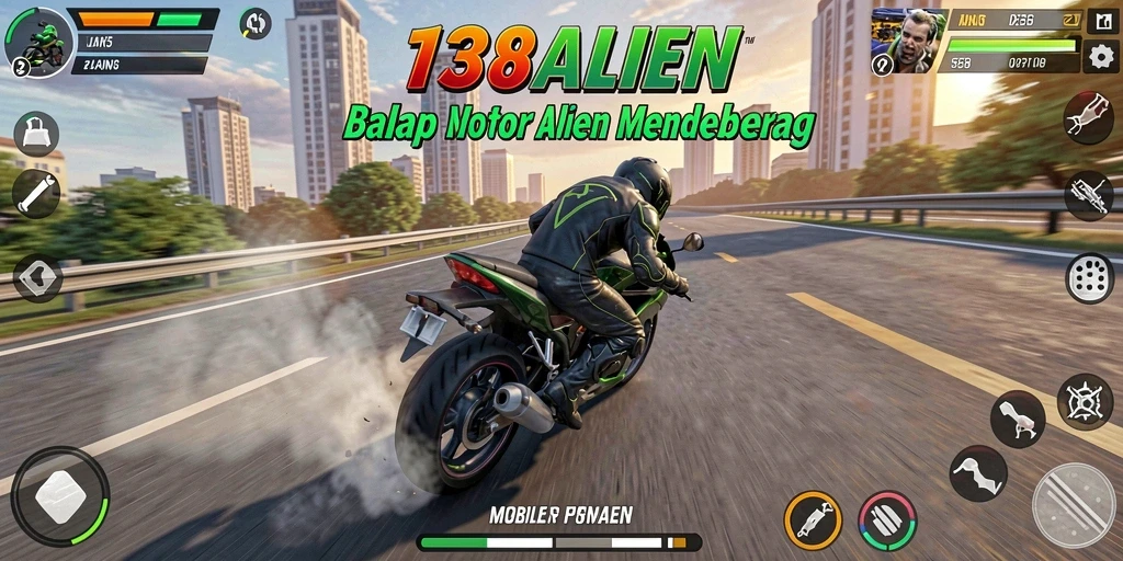 Screenshot gameplay 138ALIEN menampilkan balapan motor yang penuh aksi.