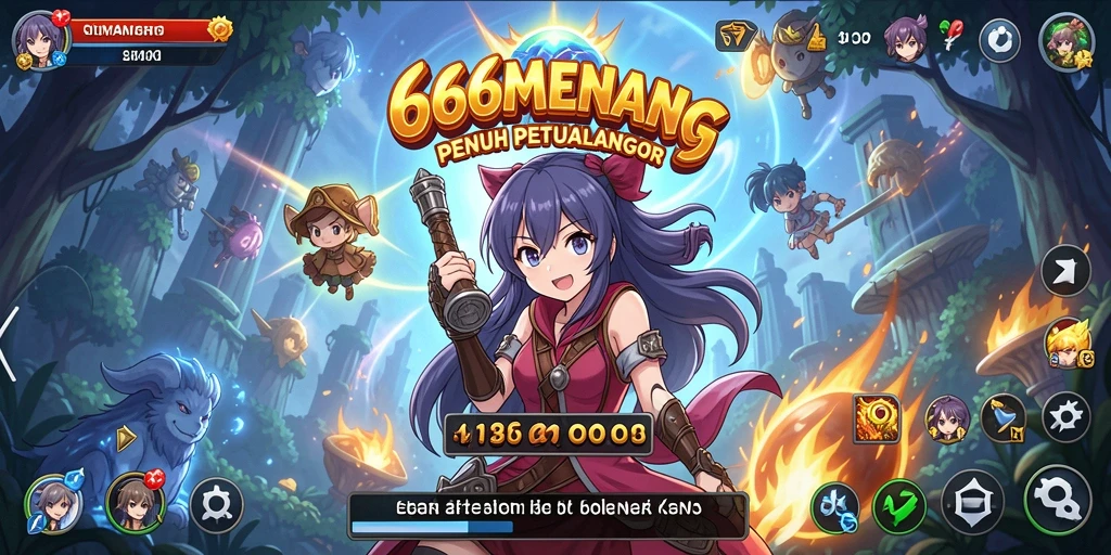 Screenshot gameplay 666MENANG yang menunjukkan pertempuran seru antara karakter Anime.