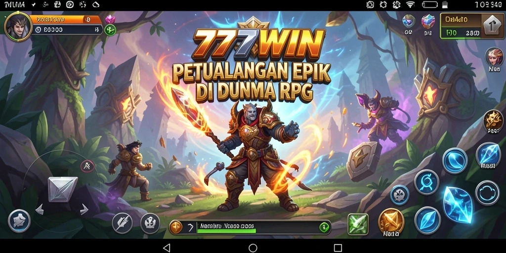 Screenshot gameplay 777WIN dengan pertarungan epik dan karakter menarik.