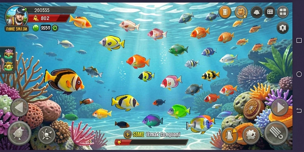 Tampilan gameplay seru dalam permainan Tembak Ikan 8055.