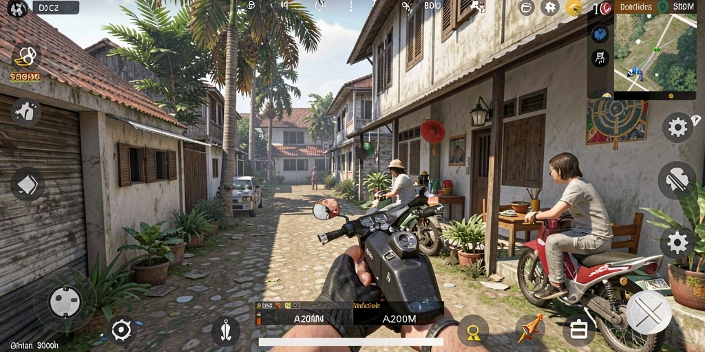 Screenshot A200M menampilkan gameplay dengan interaksi karakter yang dinamis.