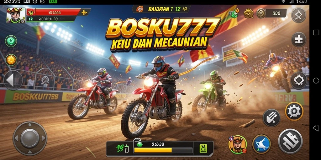 Menampilkan gameplay balapan mendebarkan di BOSKU777.