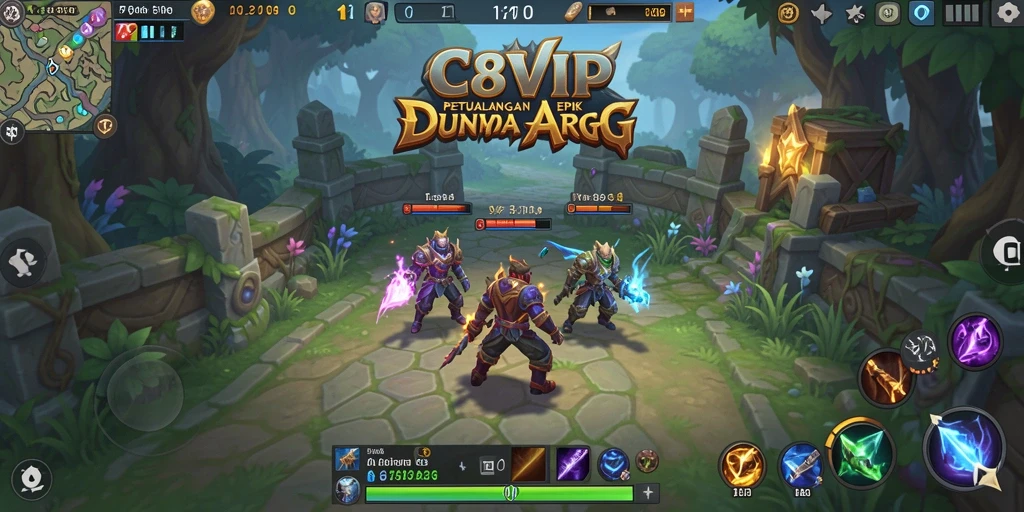 Tampilan gameplay menakjubkan dari C8VIP yang menunjukkan aksi petualangan ARPG.