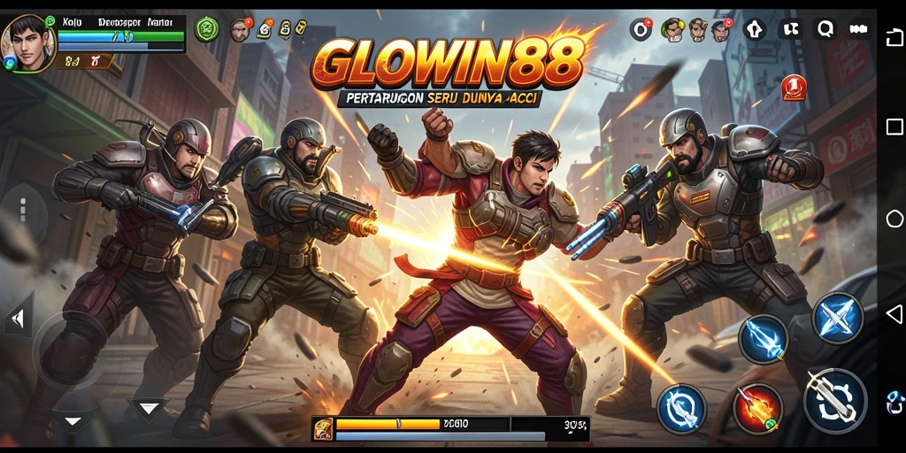 Screenshot GLOWIN88 menampilkan aksi pertempuran yang intens dan grafis menawan.