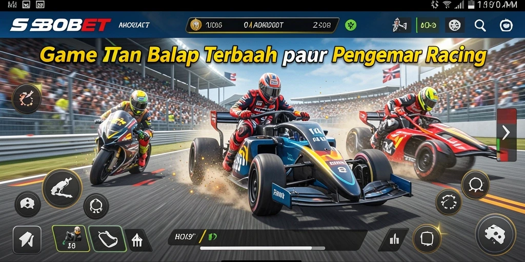 Tangkapan layar menunjukkan aksi balapan mendebarkan di SBOBET.